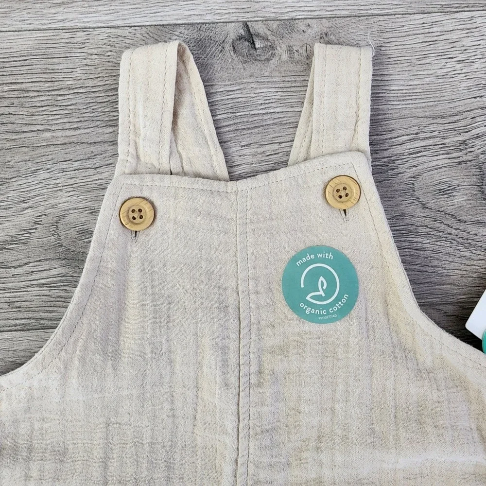 Little Planet by‎ Carter's Baby Shortalls Beige Short Organic Cotton Size 6M NWT